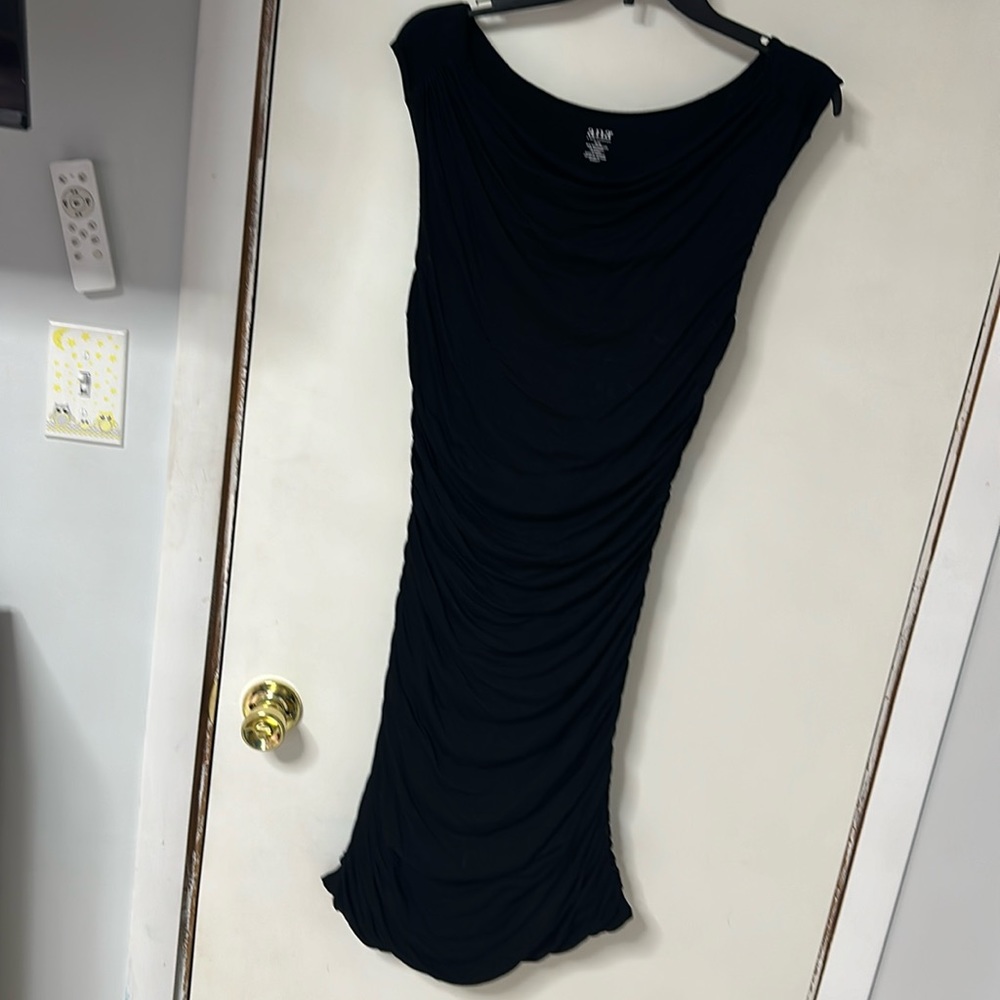 Black ruched form fitting dress
